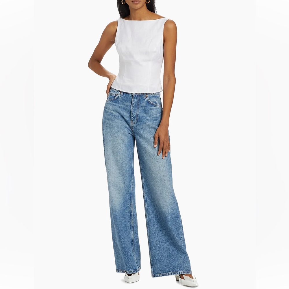 REFORMATION Cary Slouchy High Rise Wide Leg Cropped Ankle Jeans, Size 26